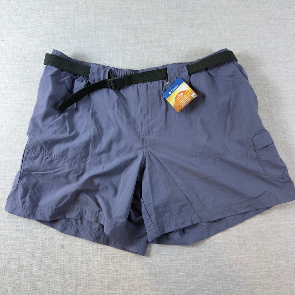 NWT Columbia Omni-Shade Hiking Shorts XL Gray Blue Nylon Belted Cargo XL4680
